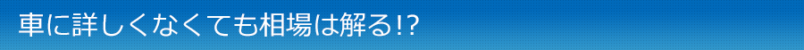 車に詳しくなくても相場は解る！？